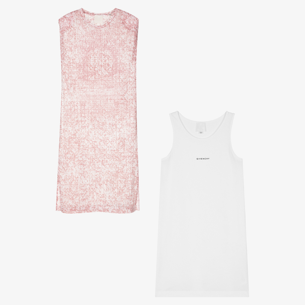 Givenchy-Розовое платье 2-в-1 с принтом 4G для подростков | Childrensalon Outlet