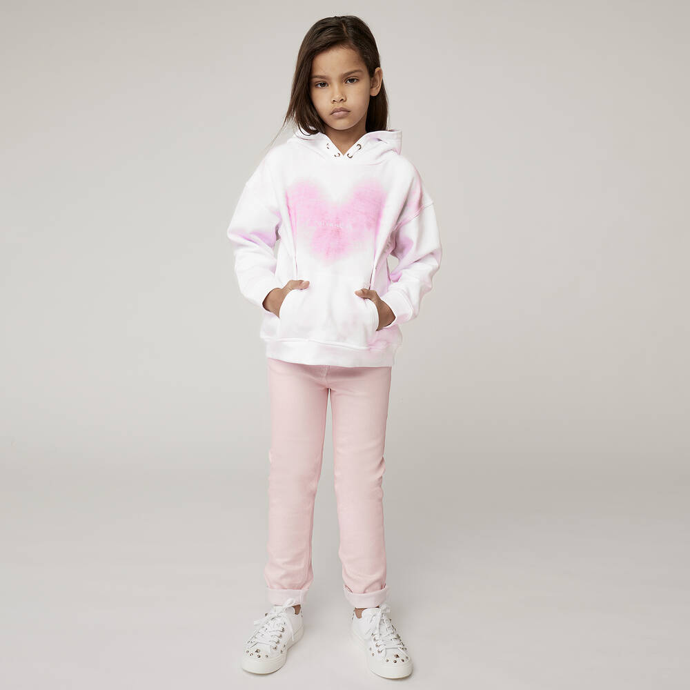 Givenchy-توب هودي تينز بناتي قطن لون زهري وأبيض | Childrensalon Outlet