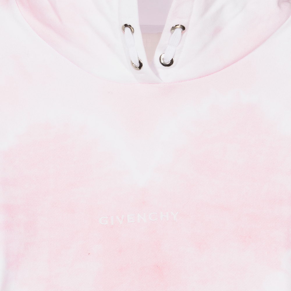 Givenchy-توب هودي تينز بناتي قطن لون زهري وأبيض | Childrensalon Outlet