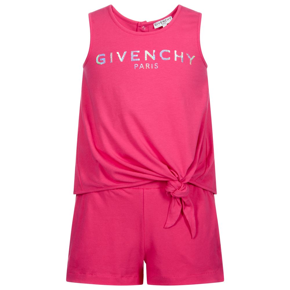 Givenchy - بلاي سوت قطن جيرسي لون زهري فيوشيا | Childrensalon