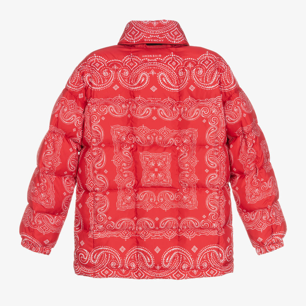 Givenchy-Teen Red Bandana Puffer Jacket | Childrensalon Outlet