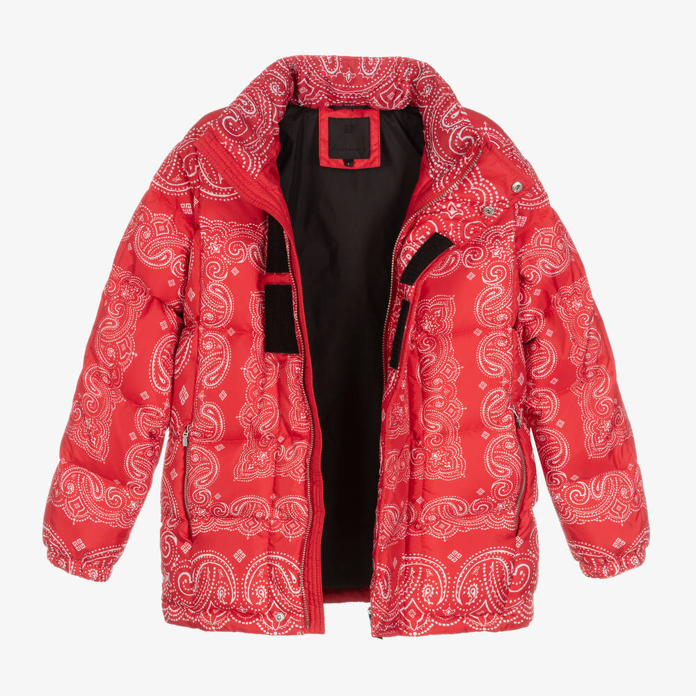 Givenchy-Teen Red Bandana Puffer Jacket | Childrensalon Outlet