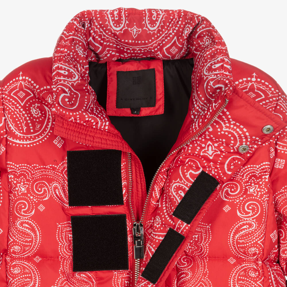 Givenchy-Teen Red Bandana Puffer Jacket | Childrensalon Outlet