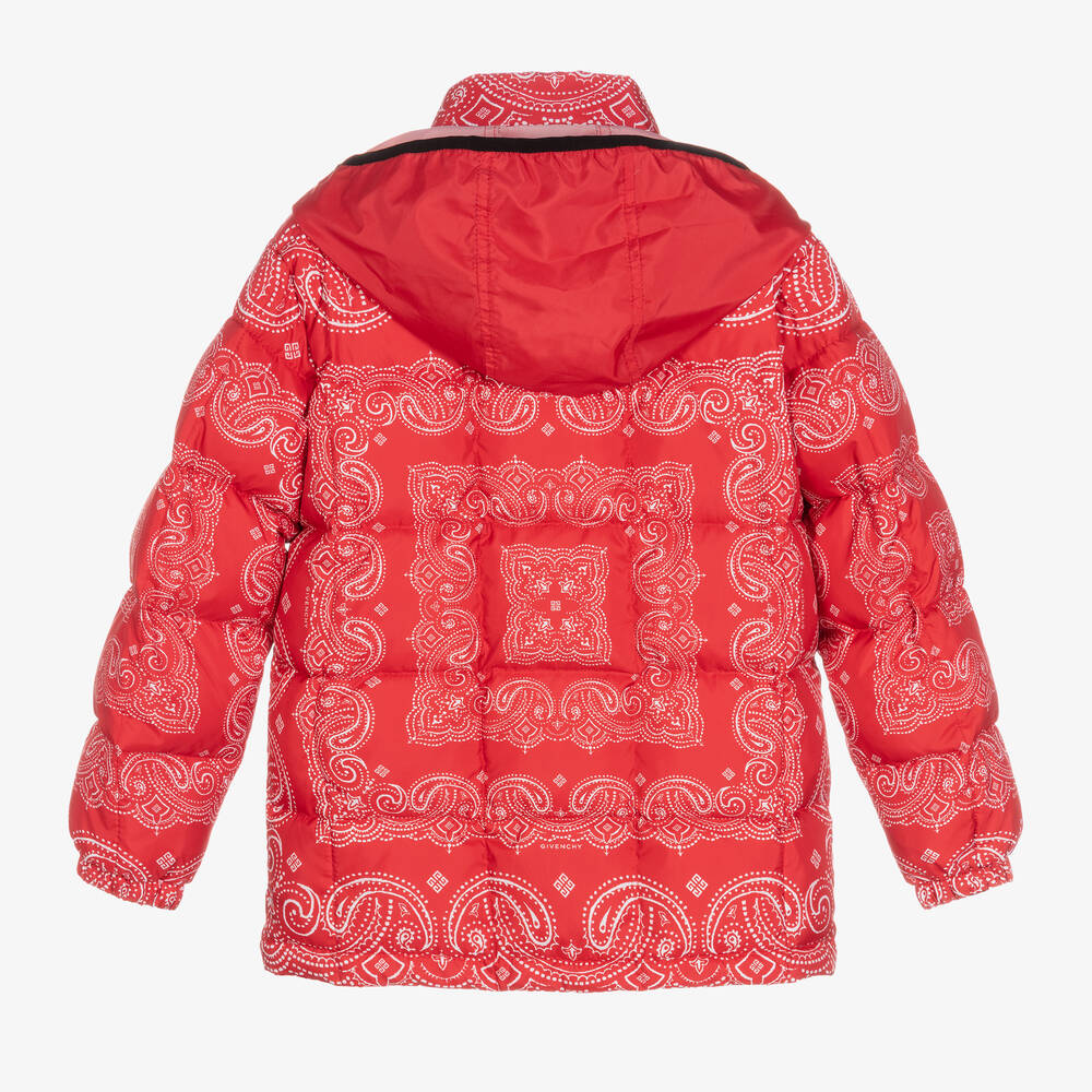 Givenchy-Teen Red Bandana Puffer Jacket | Childrensalon Outlet
