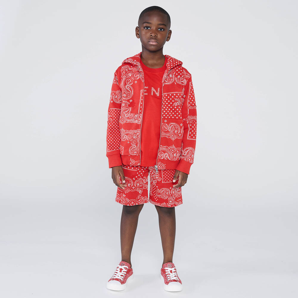 Givenchy-Teen Red Bandana Zip-Up Top | Childrensalon Outlet