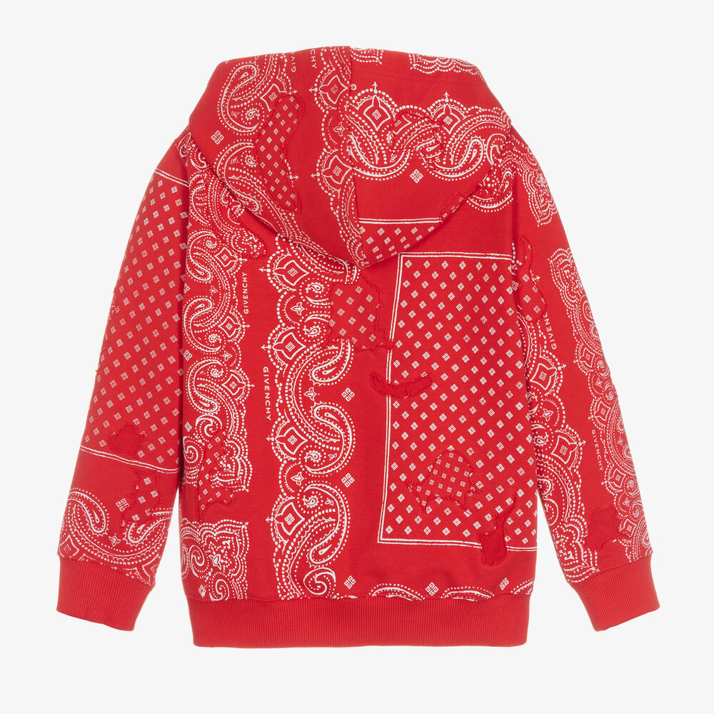Givenchy-Teen Red Bandana Zip-Up Top | Childrensalon Outlet