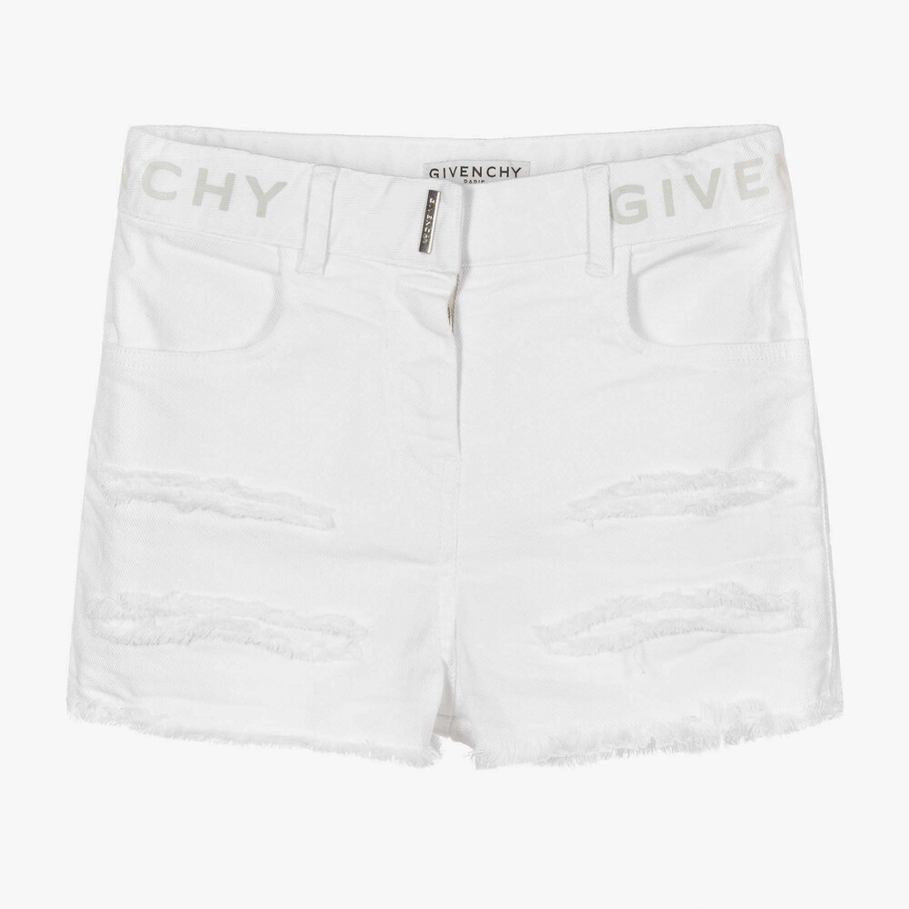 Givenchy - Teen White Cotton Logo Shorts | Childrensalon