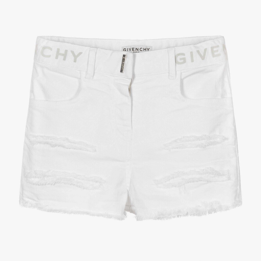 Givenchy Teen White Cotton Logo Shorts Childrensalon Outlet