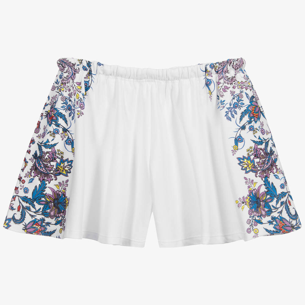 Givenchy-Teen White Floral Logo Shorts | Childrensalon Outlet