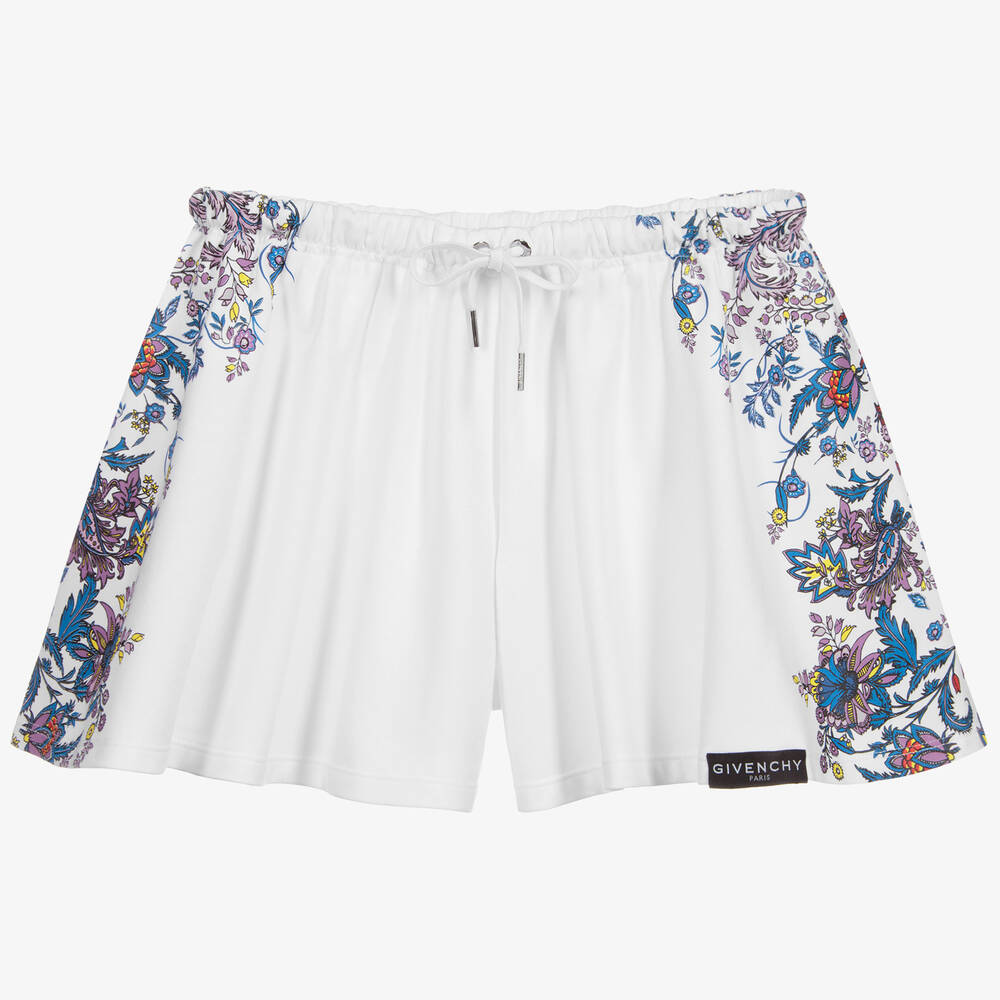 Givenchy - Teen White Floral Logo Shorts | Childrensalon