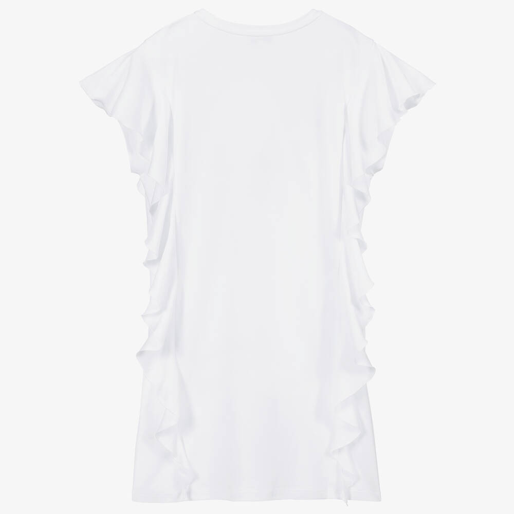 Givenchy-Белое платье с рюшами и логотипом для подростков | Childrensalon Outlet