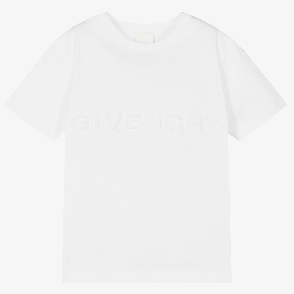 Givenchy - تيشيرت تينز ولادي قطن لون أبيض | Childrensalon
