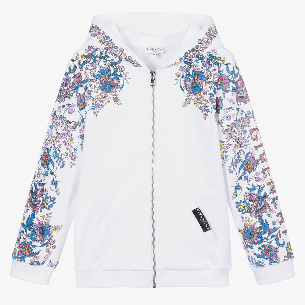 Givenchy - Teen White Logo Zip-Up Hoodie | Childrensalon