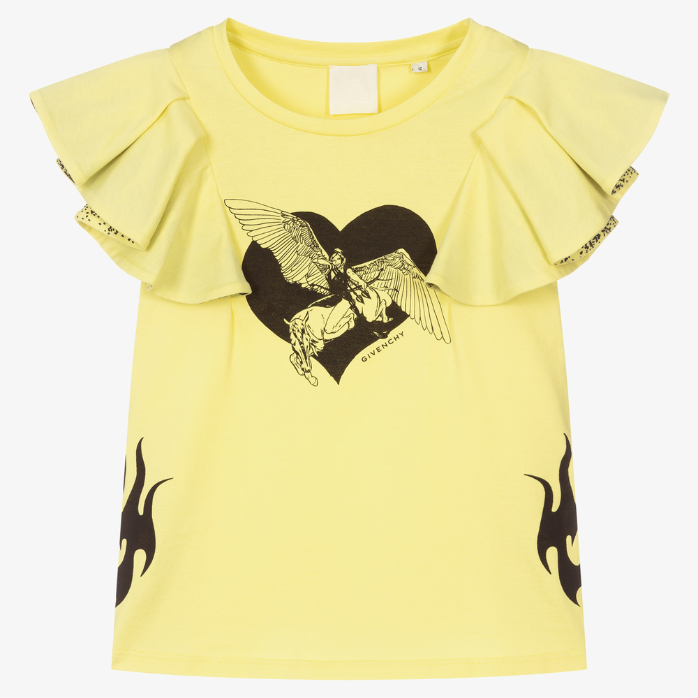 Givenchy - تيشيرت تينز بناتي قطن جيرسي لون أصفر | Childrensalon