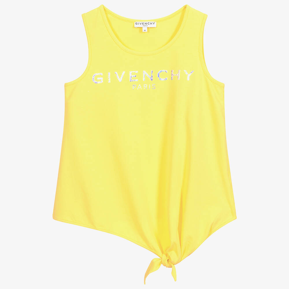 Givenchy - توب فيست تينز بناتي قطن جيرسي لون أصفر | Childrensalon