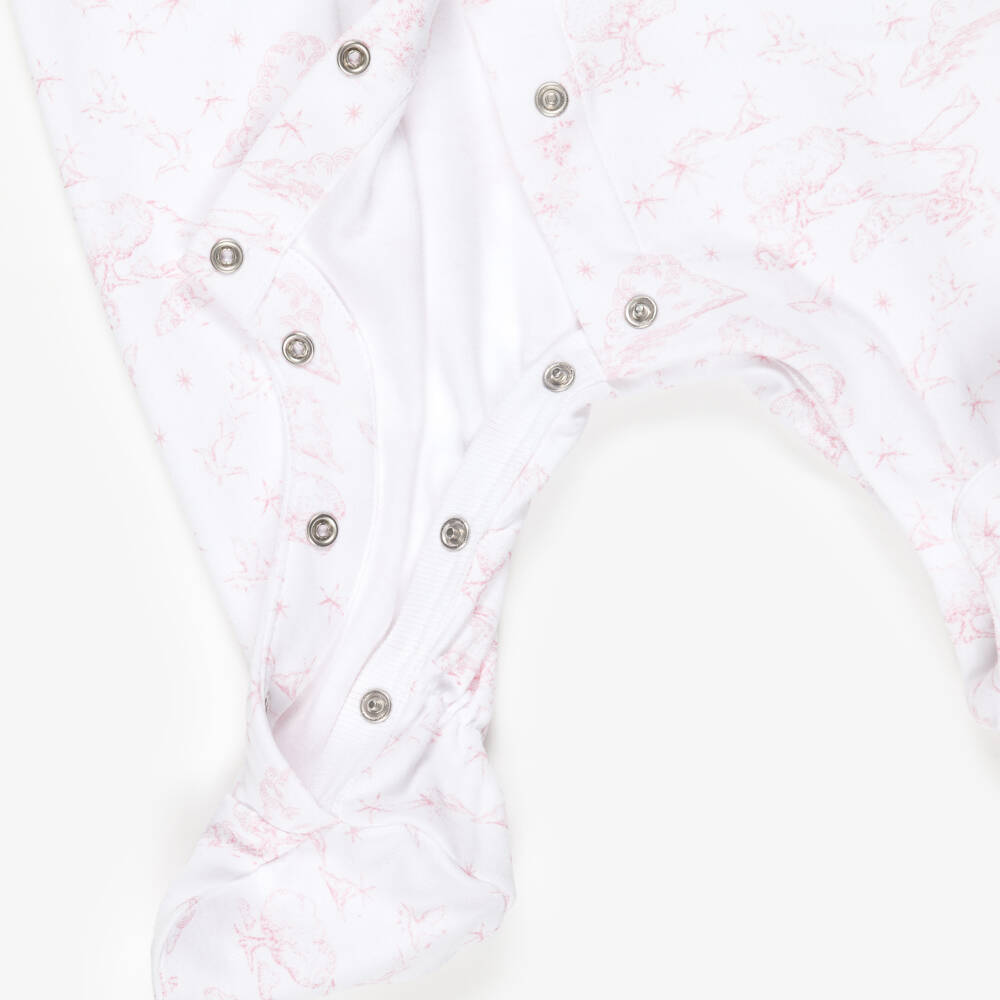 Givenchy-White And Pink Toile De Jouy Babysuit Gift Set | Childrensalon Outlet
