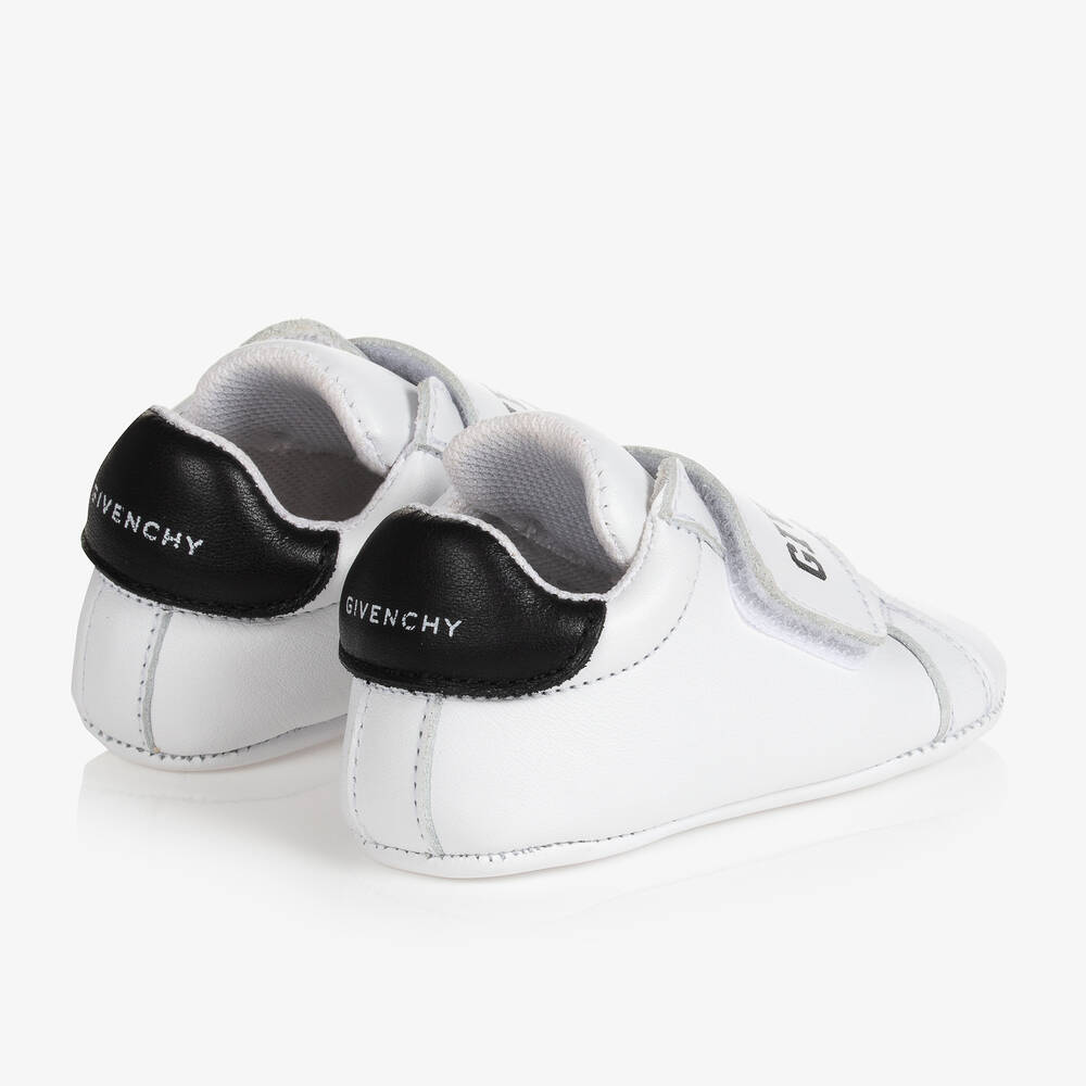 Givenchy White Black Leather Logo Baby Trainers