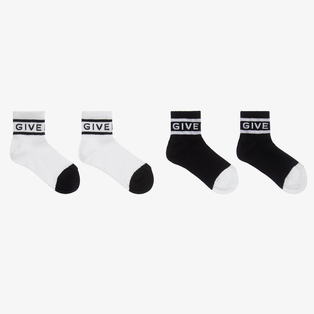 Givenchy - White & Black Socks (2 Pack) | Childrensalon
