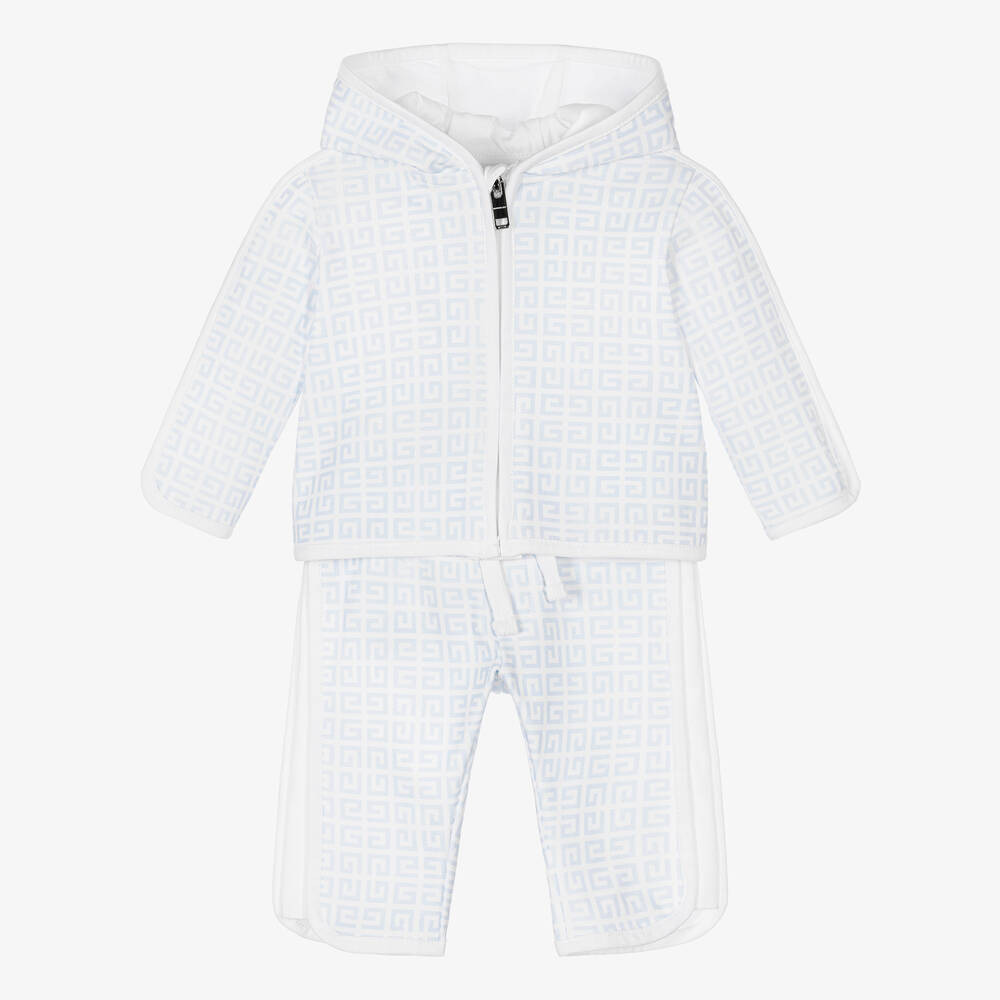 Givenchy - White & Blue 4G Logo Baby Tracksuit | Childrensalon