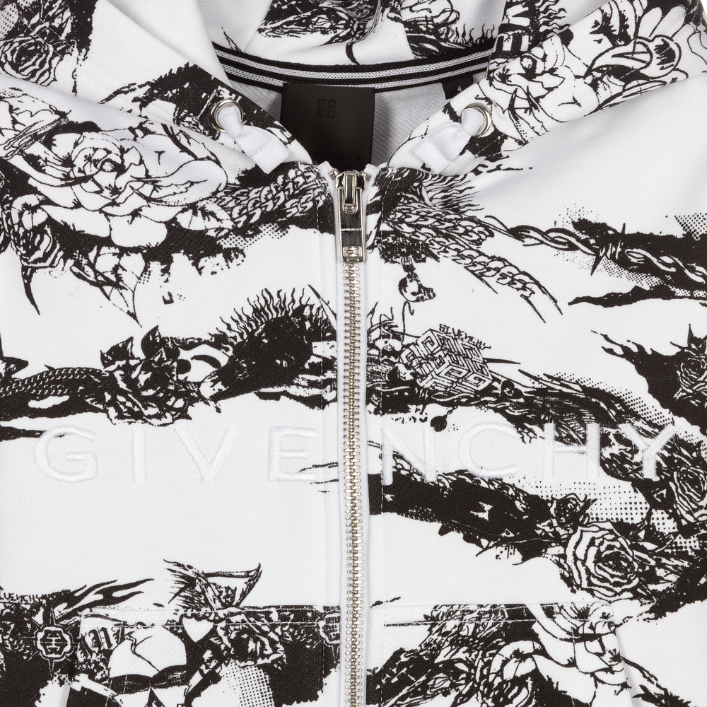 Givenchy White Cotton Zip Up Hoodie Childrensalon Outlet