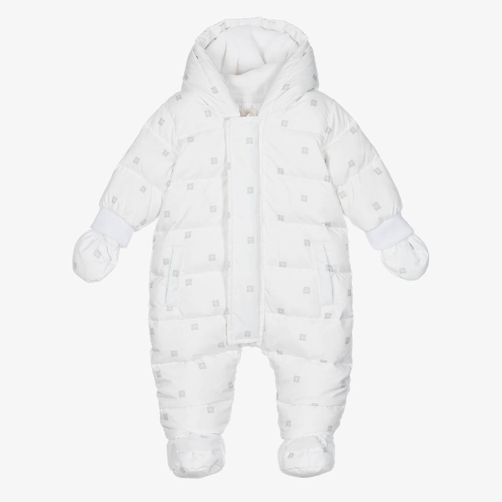 Givenchy - White Down Padded Baby Snowsuit | Childrensalon