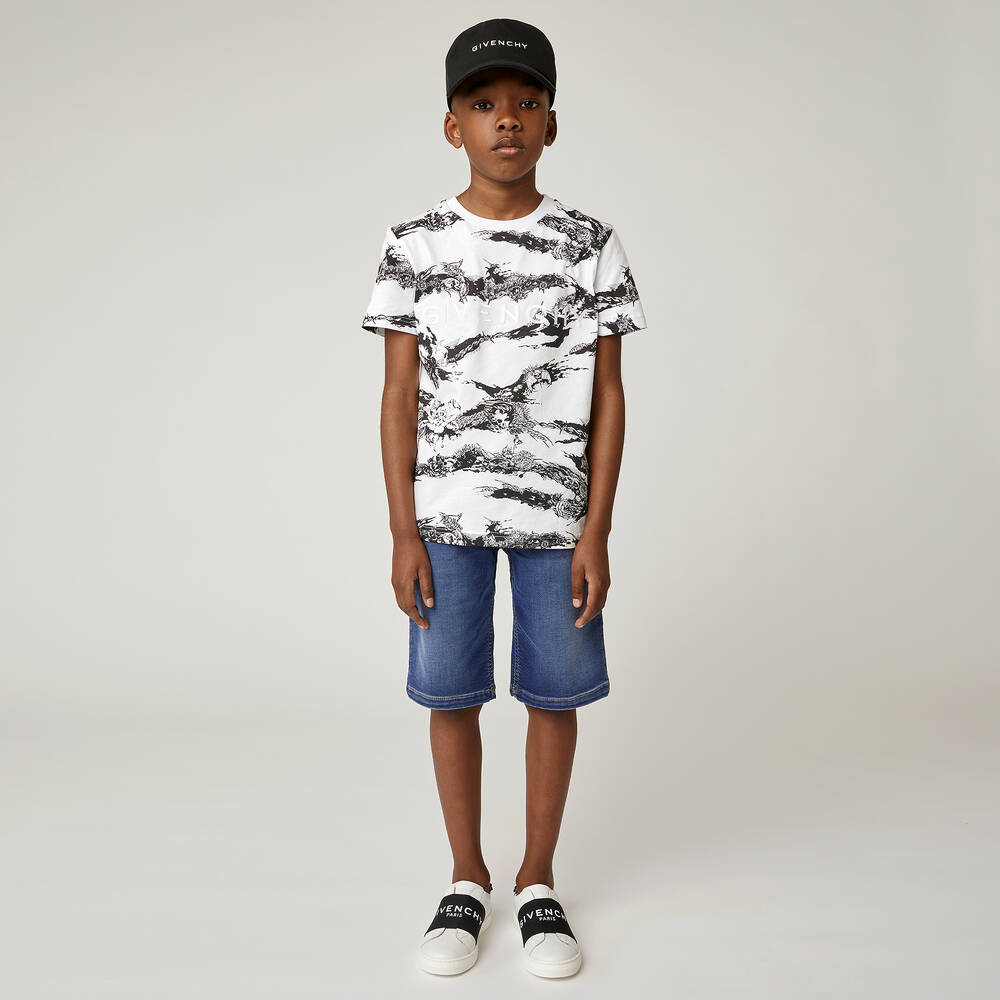 Givenchy-Белая хлопковая футболка с готическим принтом | Childrensalon Outlet