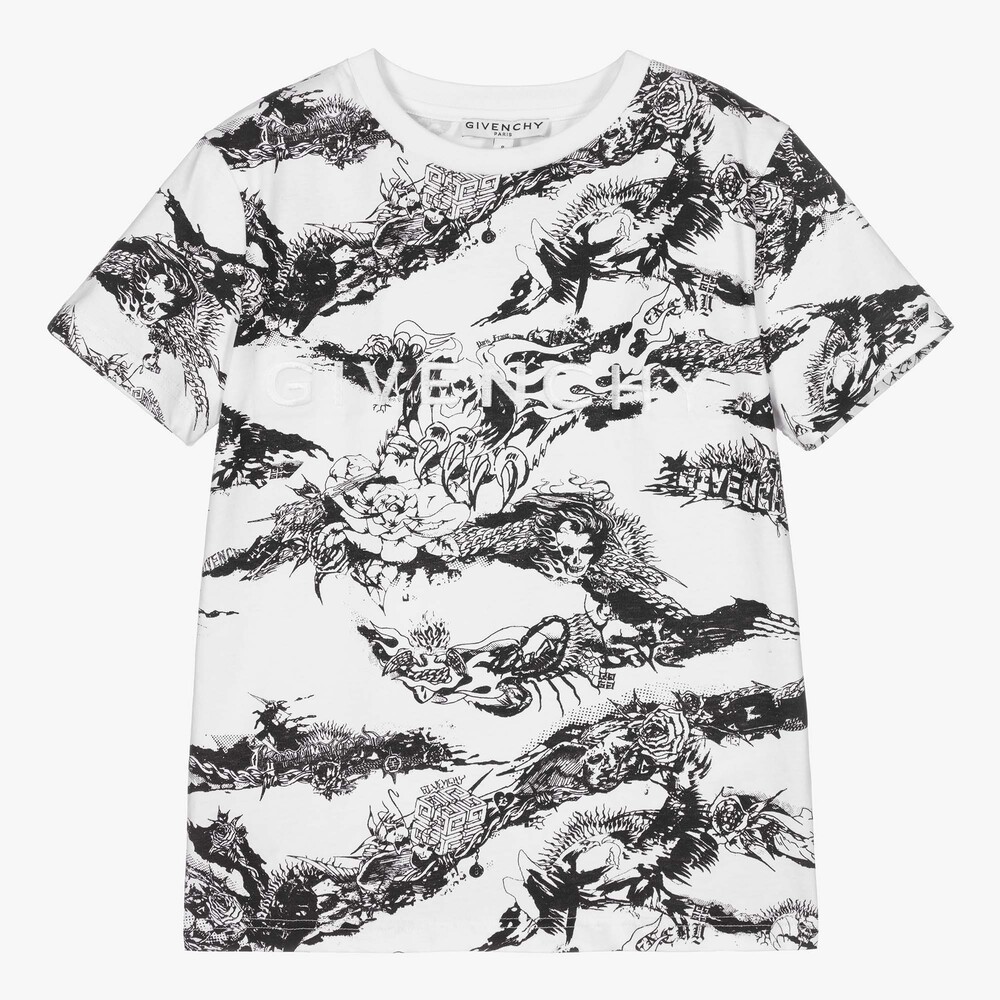 Givenchy - White Gothic Cotton T-Shirt | Childrensalon