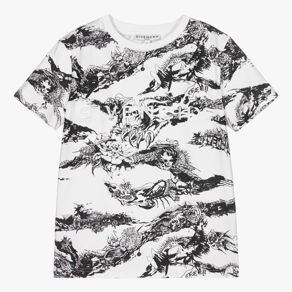 Givenchy - T-shirt blanc en coton gothique | Childrensalon