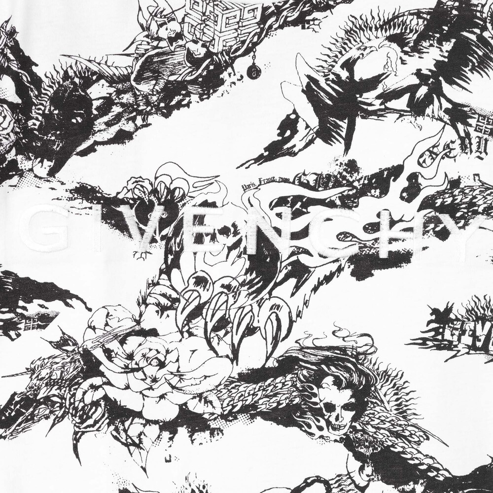 Givenchy-Белая хлопковая футболка с готическим принтом | Childrensalon Outlet