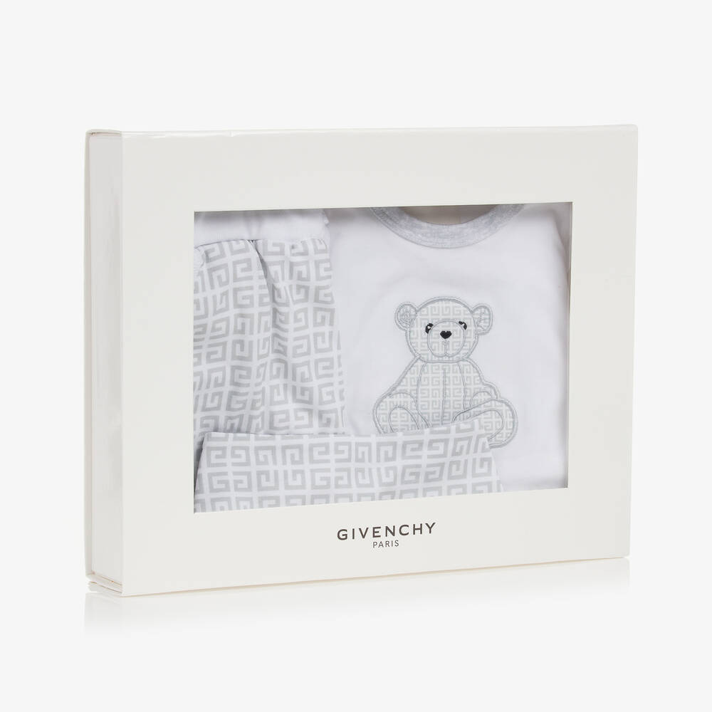 Givenchy-White & Grey 4G Baby Shorts Set | Childrensalon Outlet