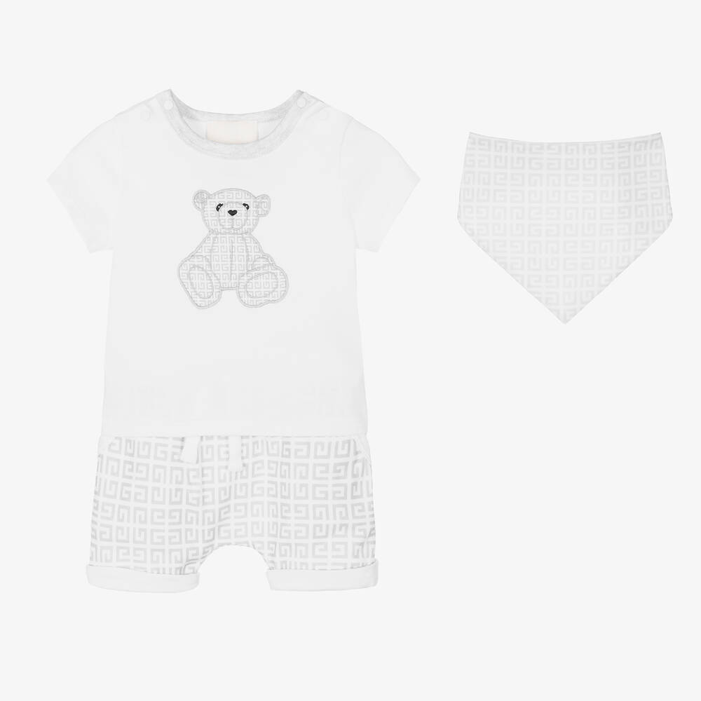 White Grey 4G Baby Shorts Set