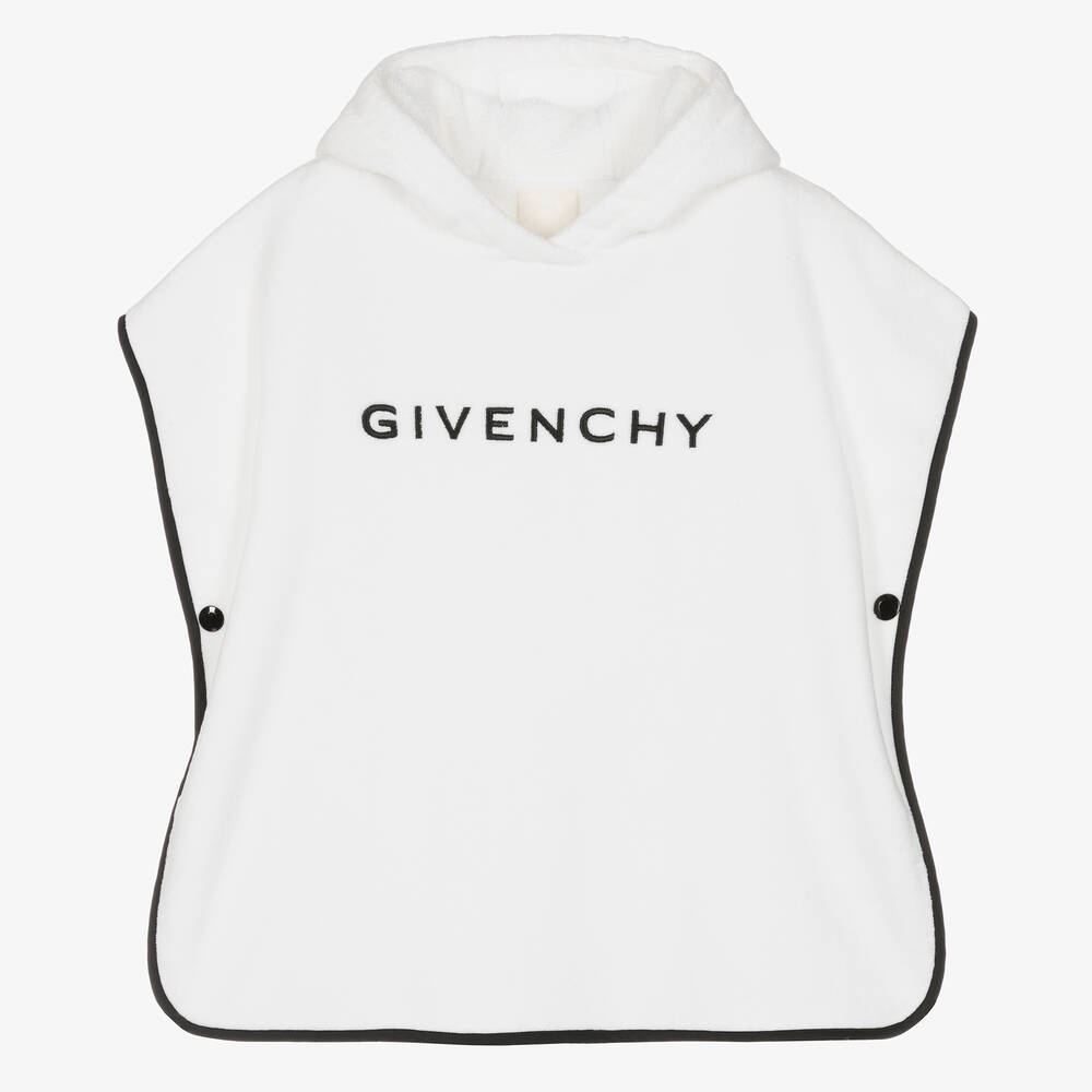 Givenchy - منشفة هودي قطن لون أبيض للأطفال | Childrensalon