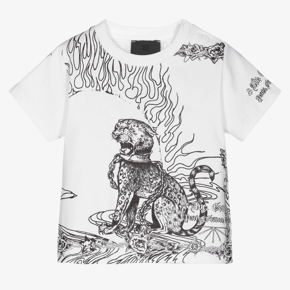 Givenchy - Weißes Baumwoll-T-Shirt mit Panther | Childrensalon