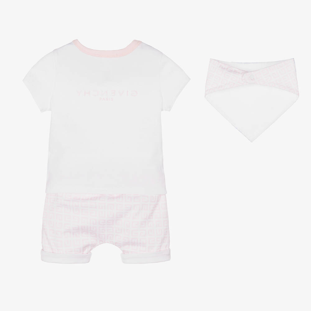 Givenchy-White & Pink 4G Baby Shorts Set | Childrensalon Outlet