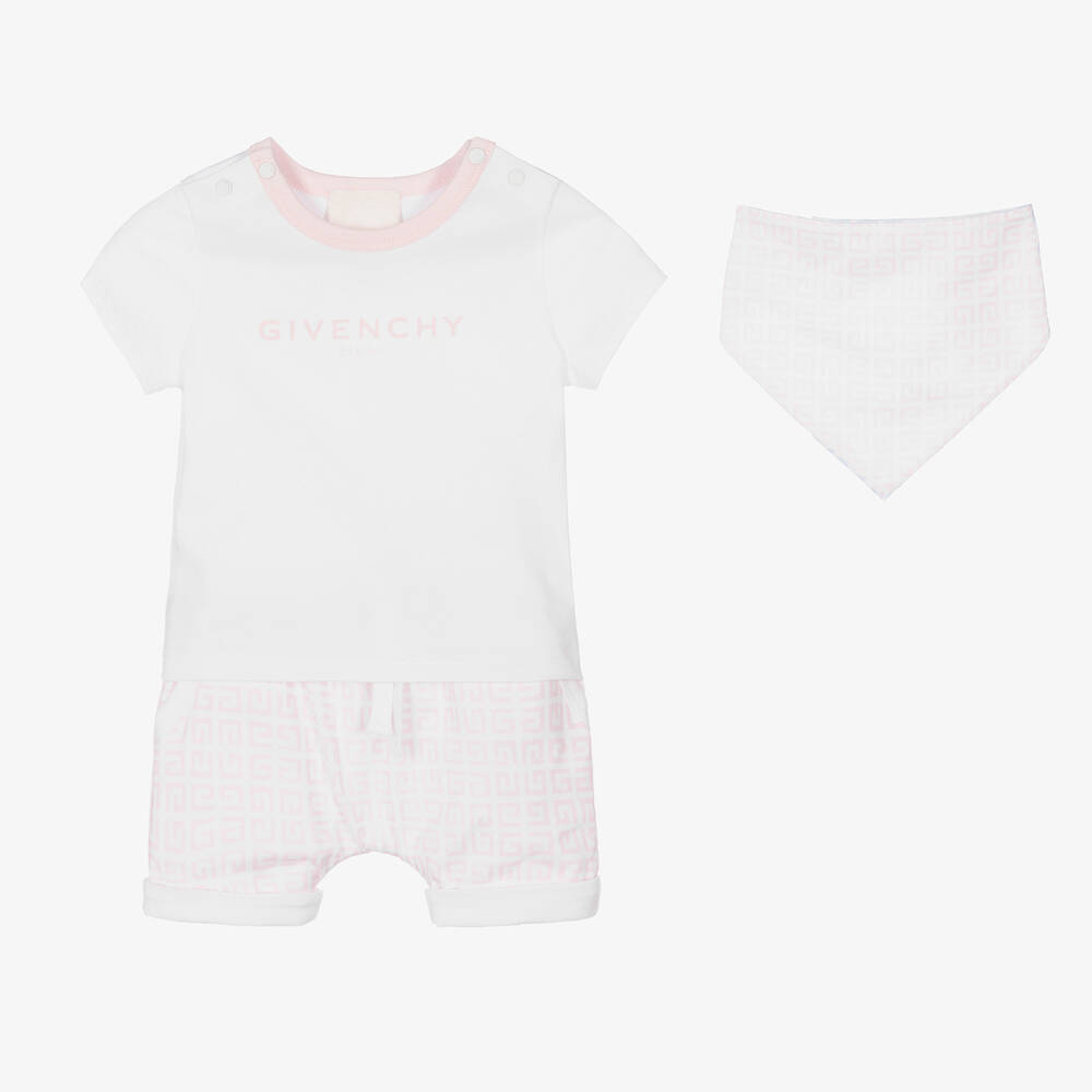 Givenchy-Бело-розовый комплект с шортами | Childrensalon Outlet