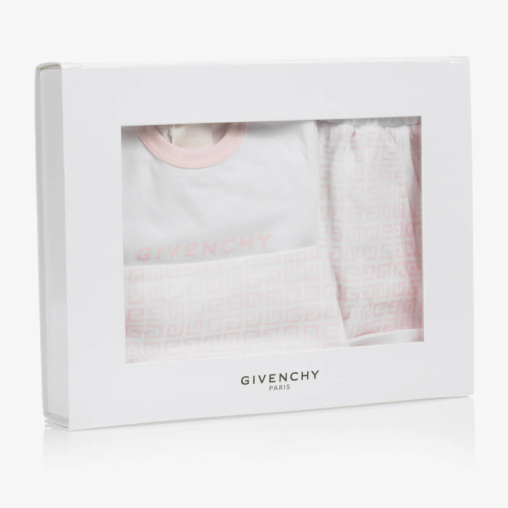 Givenchy-White & Pink 4G Baby Shorts Set | Childrensalon Outlet