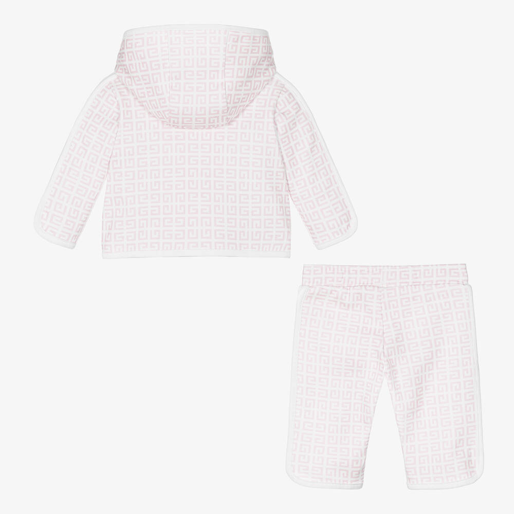Givenchy-White & Pink 4G Logo Baby Tracksuit | Childrensalon Outlet