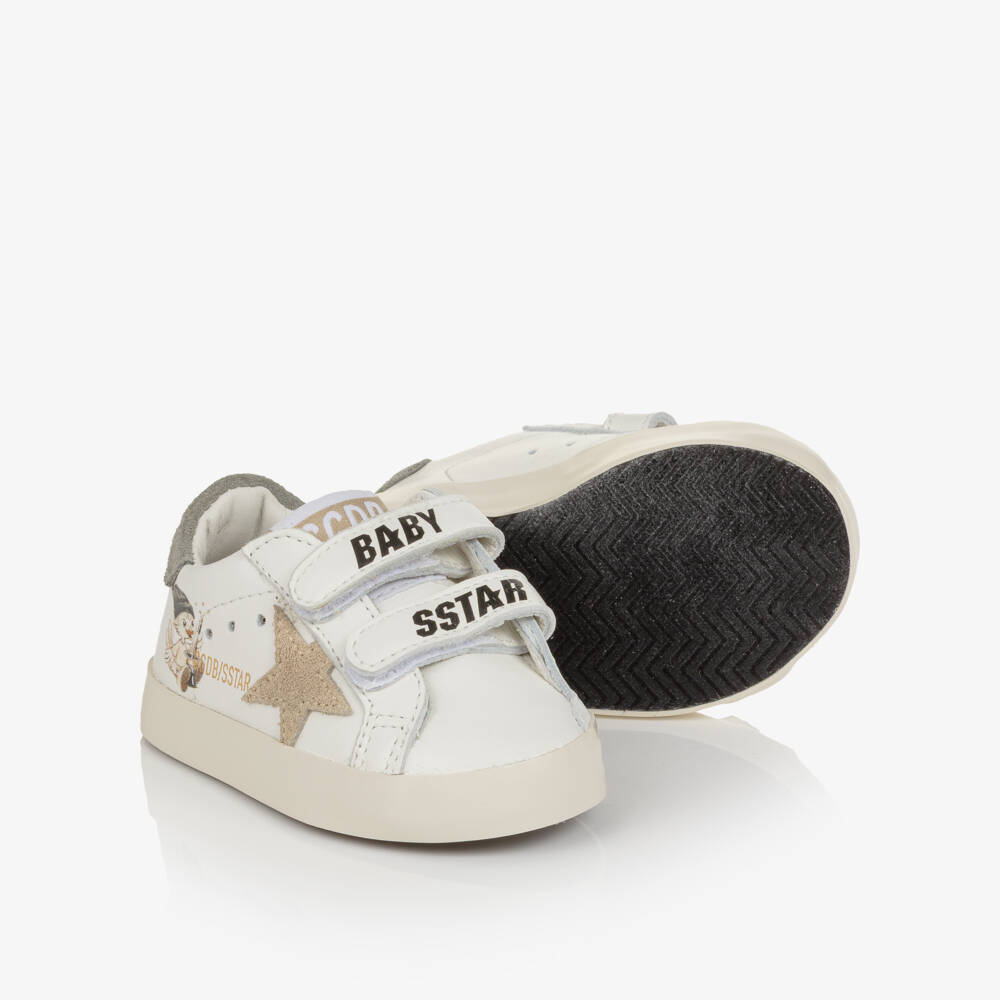 Golden Goose-Baby Boys White Leather Trainers with Suede Trims | Childrensalon Outlet