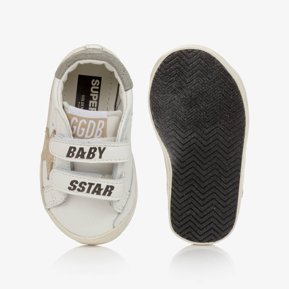 Golden Goose-Baby Boys White Leather Trainers with Suede Trims | Childrensalon Outlet