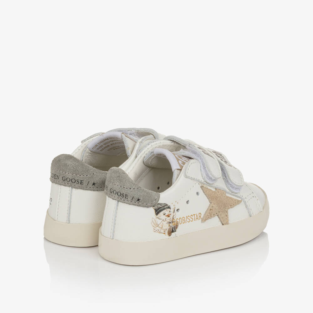 Golden Goose-Baby Boys White Leather Trainers with Suede Trims | Childrensalon Outlet
