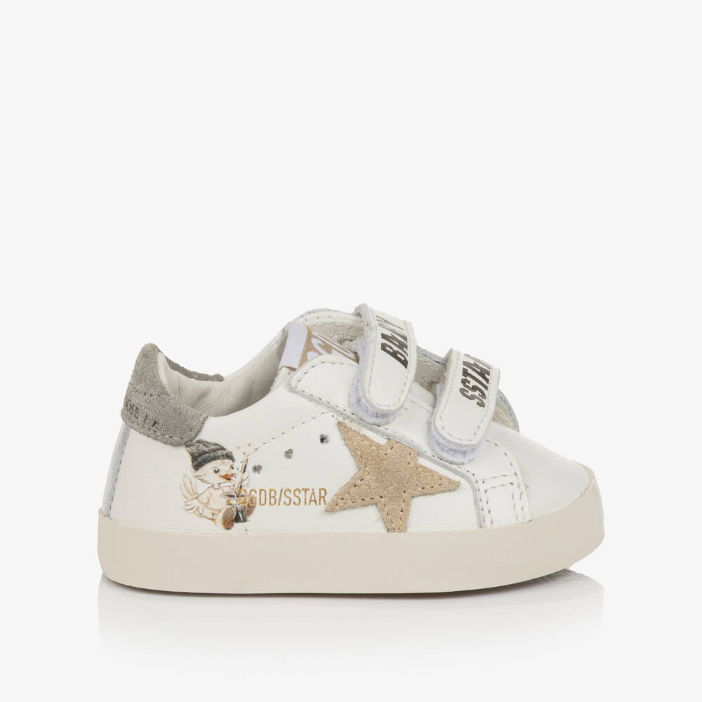 Golden Goose-Baby Boys White Leather Trainers with Suede Trims | Childrensalon Outlet