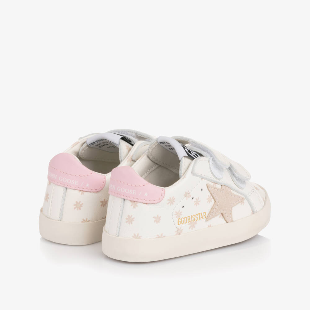 Golden Goose-Baby Girls White Star Print Leather Pre-Walker Trainers | Childrensalon Outlet