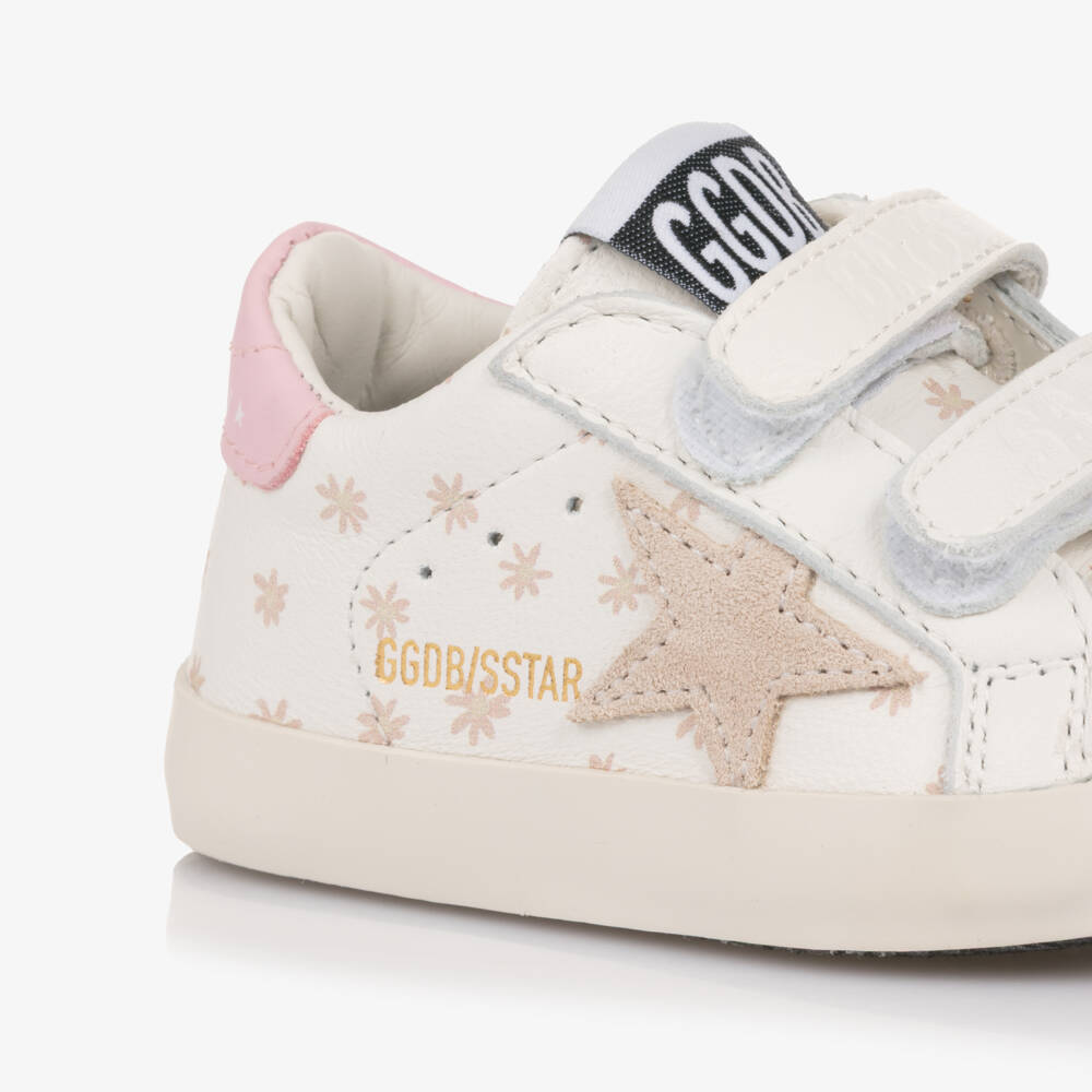 Golden Goose-Baby Girls White Star Print Leather Pre-Walker Trainers | Childrensalon Outlet