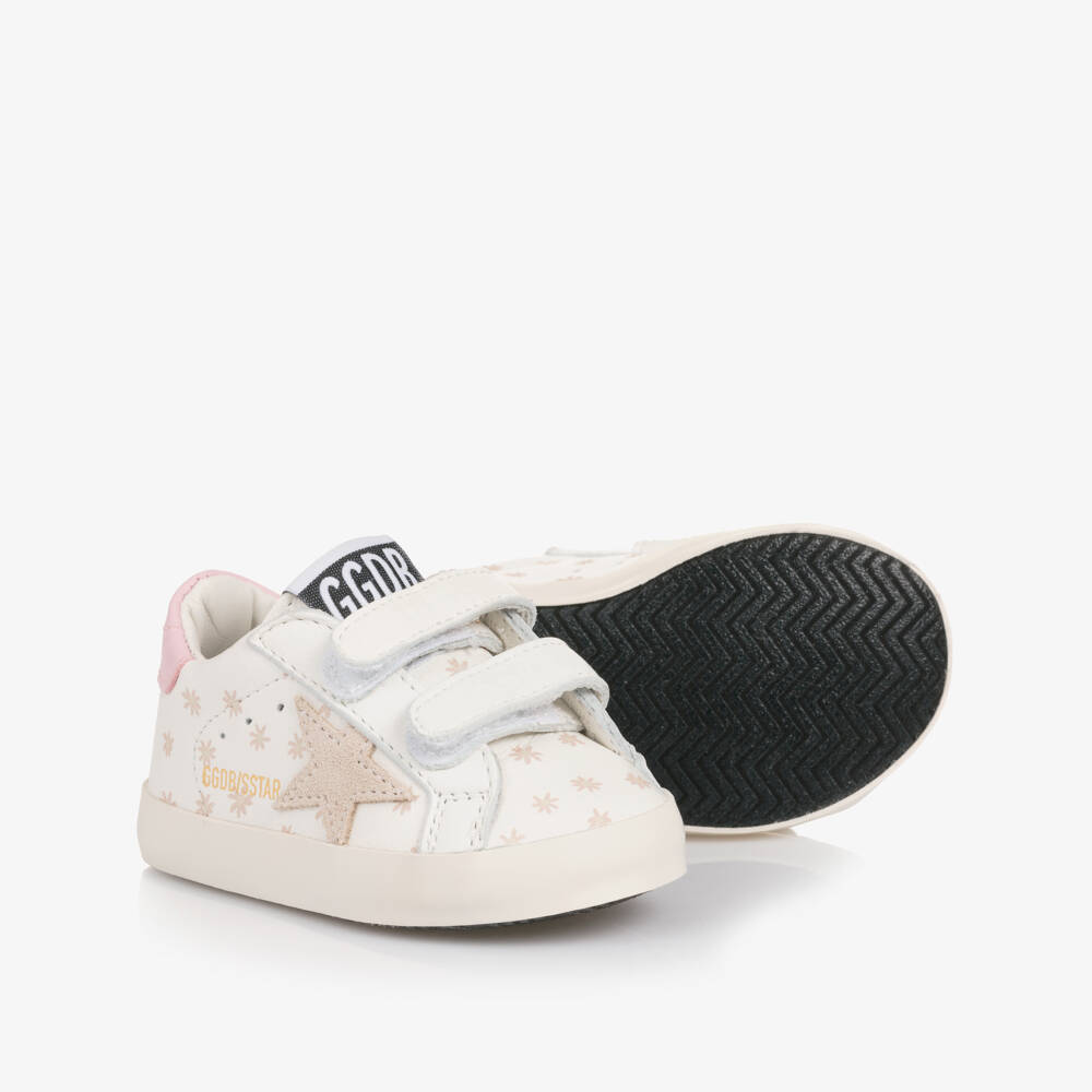 Golden Goose-Baby Girls White Star Print Leather Pre-Walker Trainers | Childrensalon Outlet