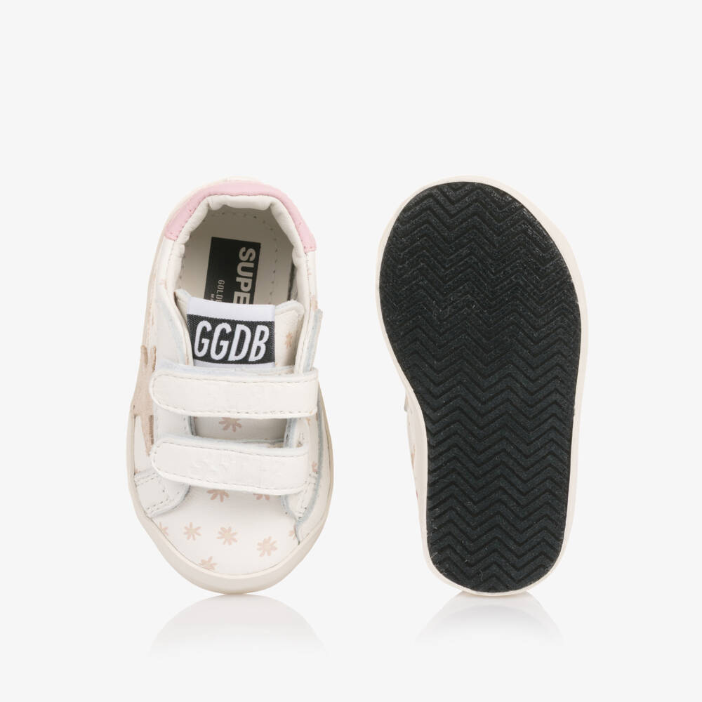 Golden Goose-Baby Girls White Star Print Leather Pre-Walker Trainers | Childrensalon Outlet