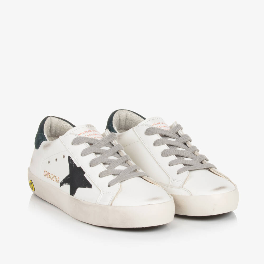 Golden Goose-حذاء رياضي فاخر من الجلد الأبيض للأولاد | Childrensalon Outlet
