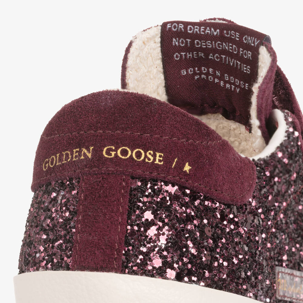 Golden Goose-Girls Burgundy Glitter Leather Old School Trainers | Childrensalon Outlet