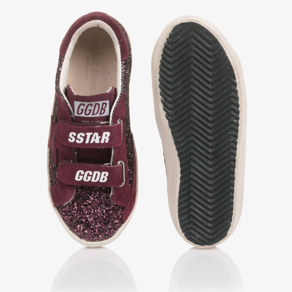 Golden Goose-Girls Burgundy Glitter Leather Old School Trainers | Childrensalon Outlet