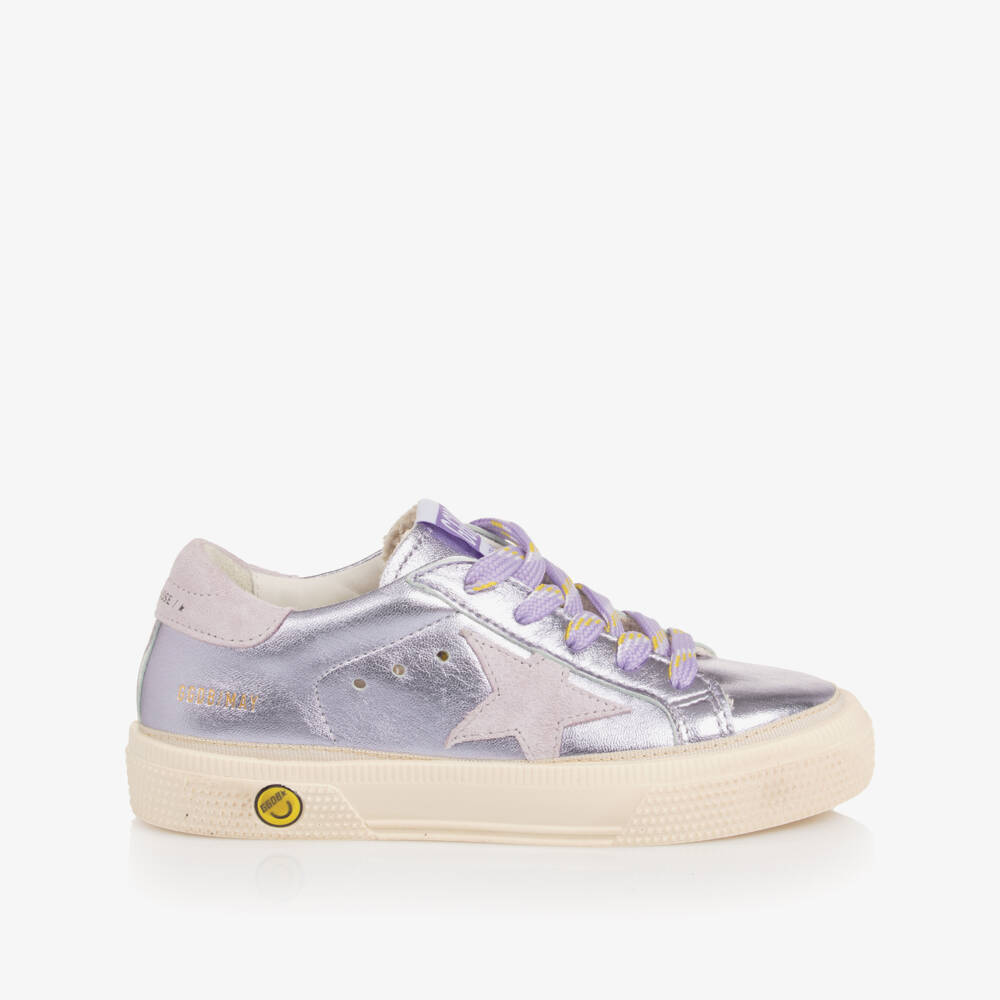 Golden Goose-Girls Metallic Purple Leather May Trainers | Childrensalon Outlet