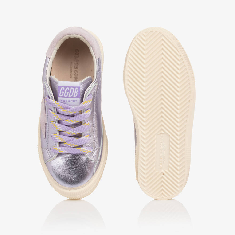 Golden Goose-Girls Metallic Purple Leather May Trainers | Childrensalon Outlet
